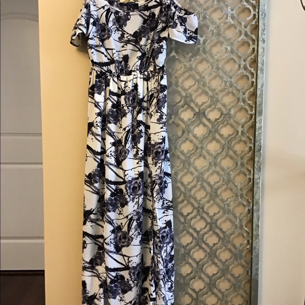 Purple floral print maxi dress